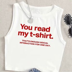 White and red graphic half shirt